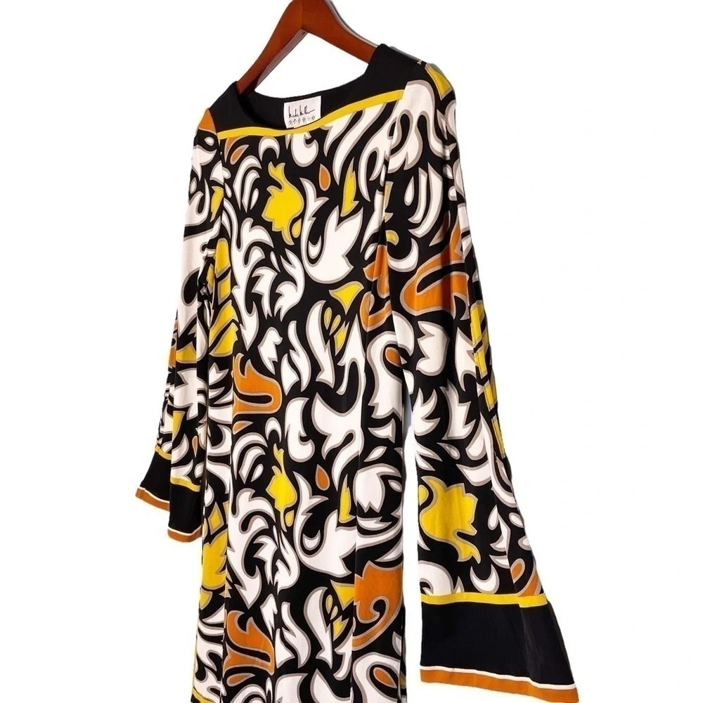 NICOLE MILLER Long Sleeve Sheath Dress Size 8 in Vibrant Multi Print